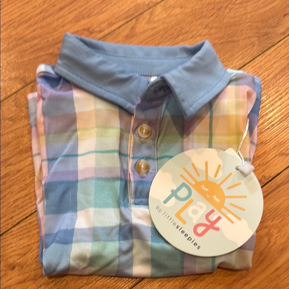 Little Sleepies Pastel Plaid Polo Shirt